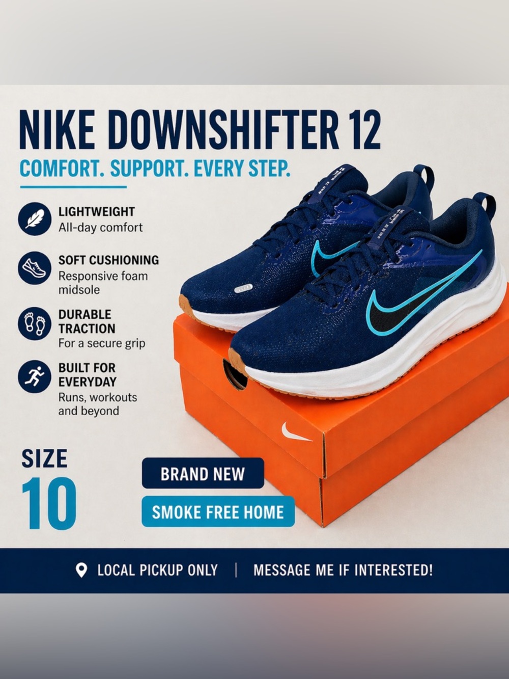 Nike Running Shoes - Navy Blue with Teal Swoosh